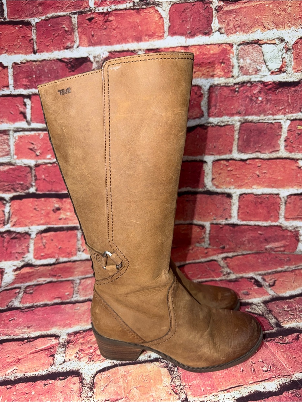 Teva De La Vina Tall Boots Women’s Size 7 Brown Leather Waterproof Riding Boots